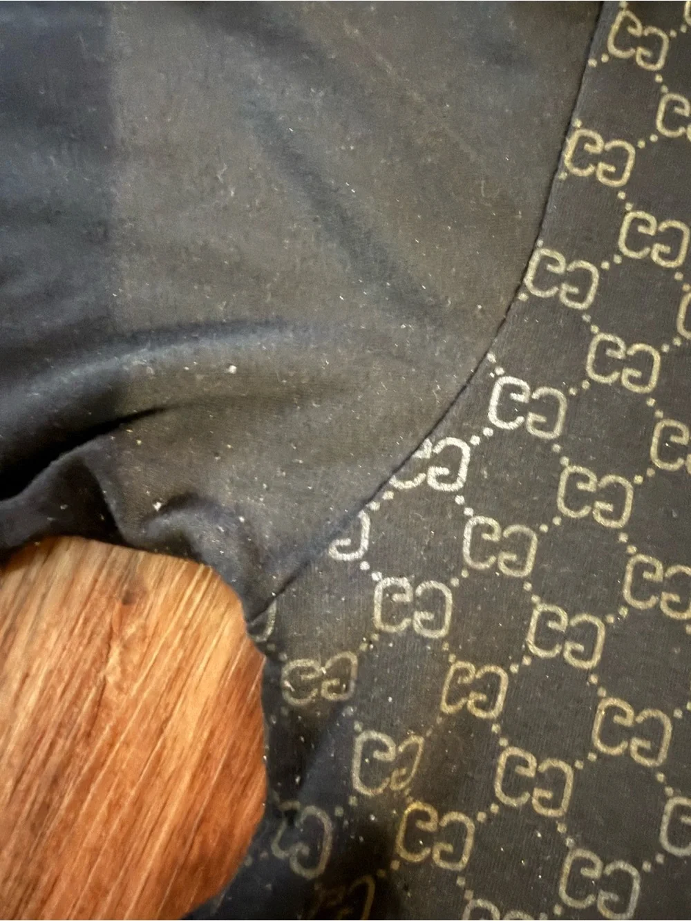 Gucci Black Long Sleeve GG Pattern shirt with historic 